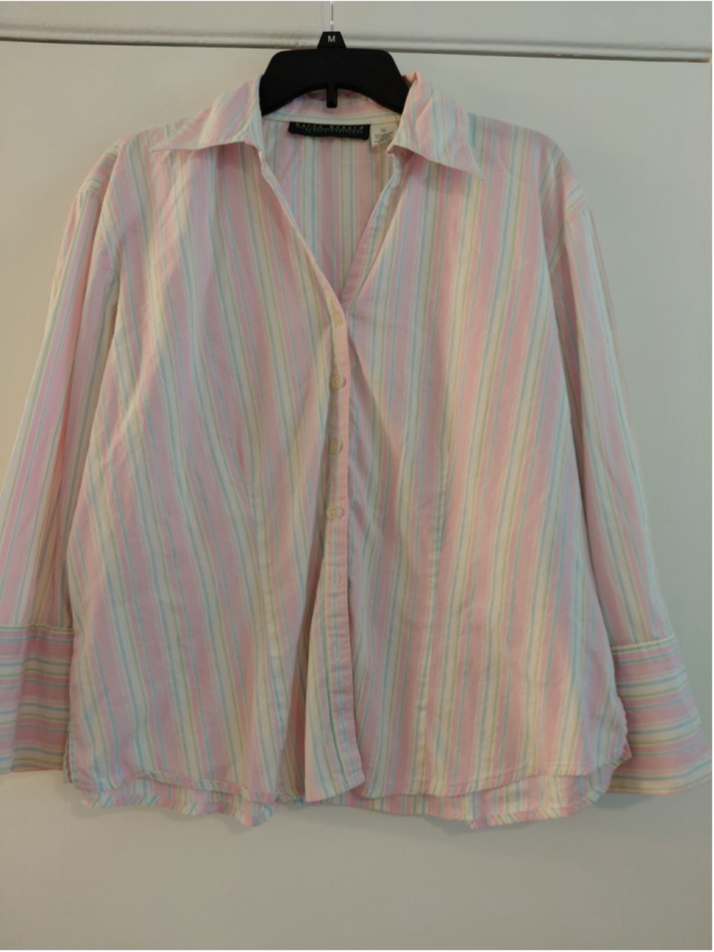 Harve Benard Blouse Womens Sz XL Pink Stripes Shirt Top Button Up i
